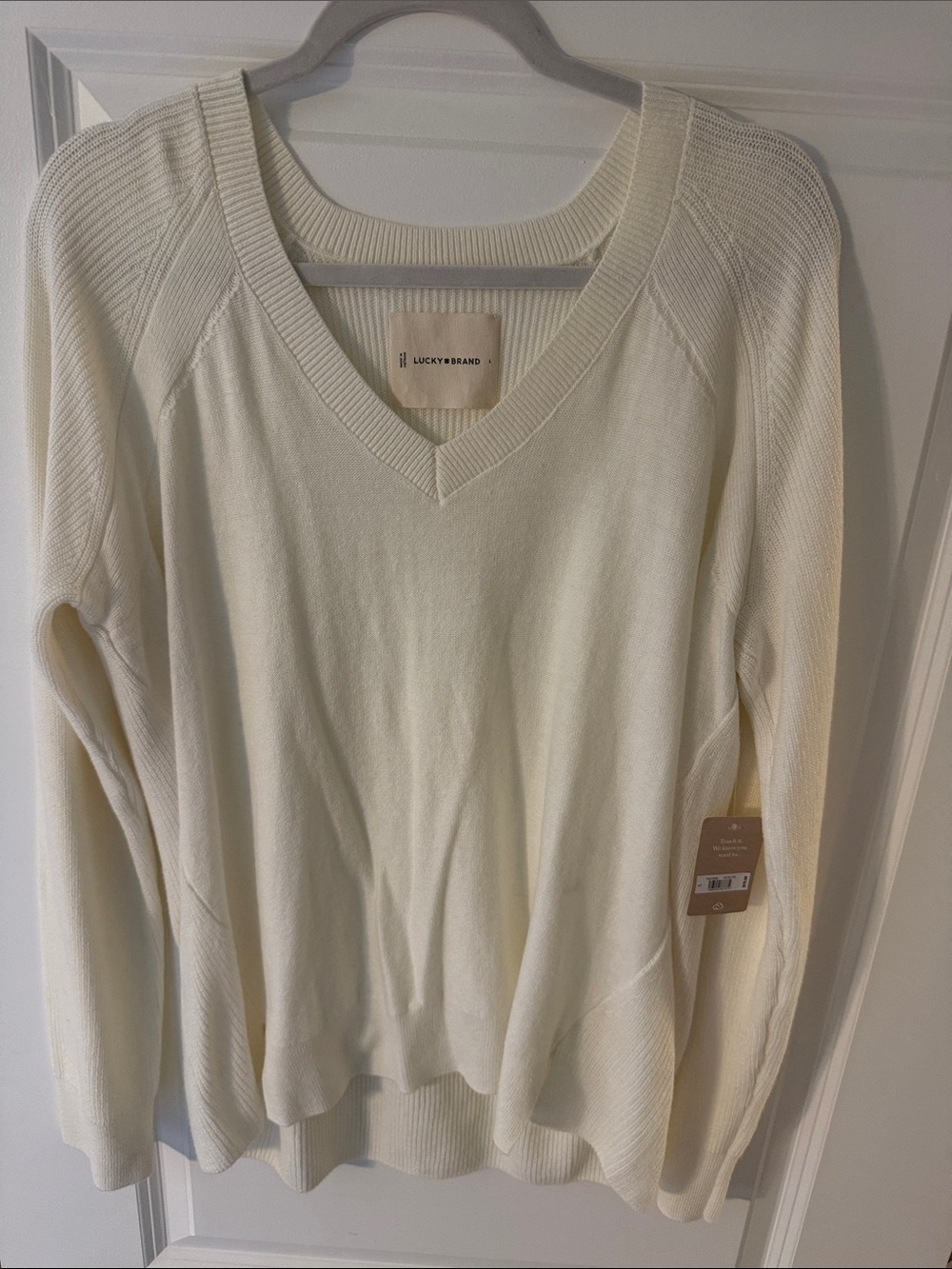 Lucky Brand Ivory/Cream V-Neck Sweater